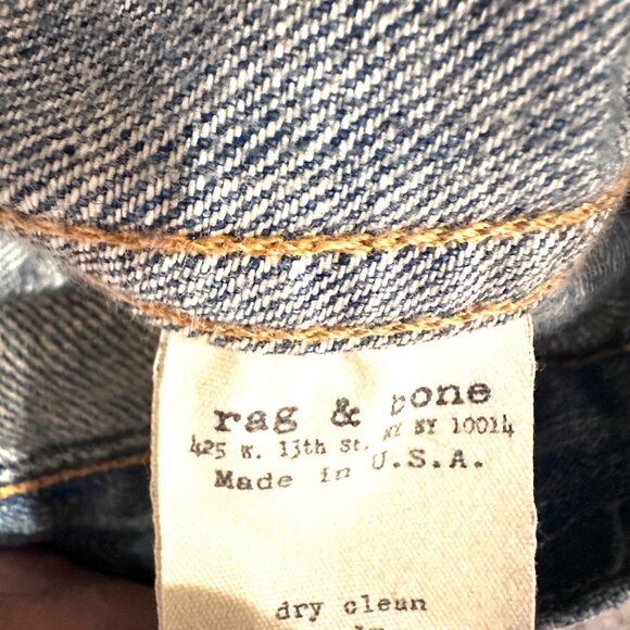 RAG & BONE DENIM JACKET WITH LEATHER SLEEVES MEDIUM - Picture 3 of 3